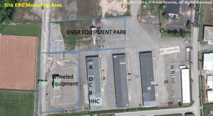 97th EBC unit motor pool, Husterhoeh Kaserne, courtesy of T. Brian Heverin