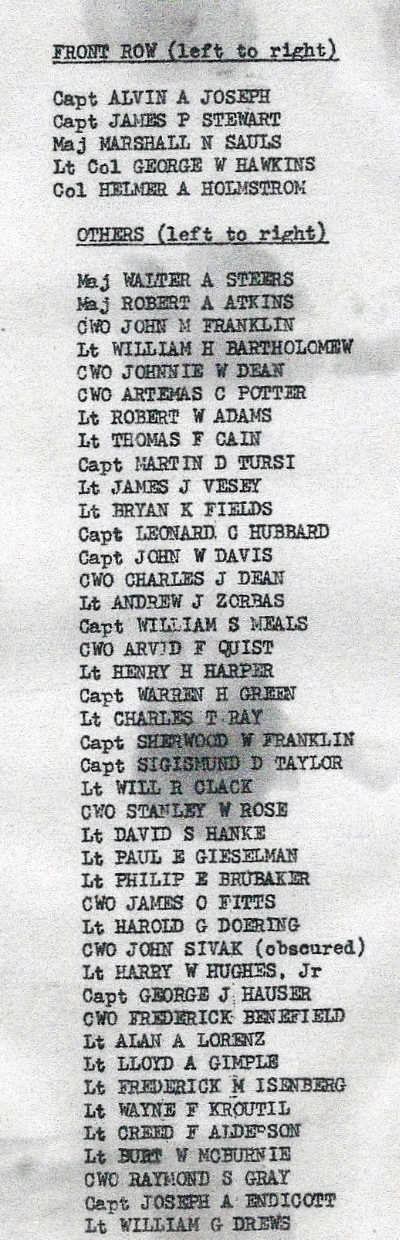 Photo of 97th EBC officers roster, the photo taken at Verdun circa 1955-56, and courtesy of James J. Vesey