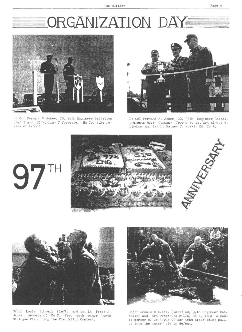 Only extant page from THE BUILDER published while LTC Achee commander the battalion