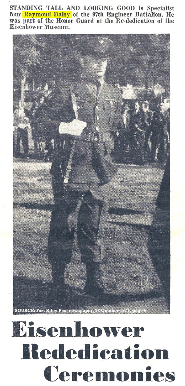 97th Engineers, Honor Guard, Eisenhower Museum New Wing Dedication, 14 October 1971 97th Engineers, Honor Guard, Eisenhower Museum New Wing Dedication, 14 October 1971