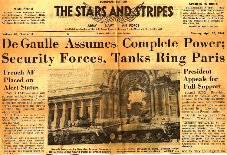 Stars and Stripes article dated 25 April 1961