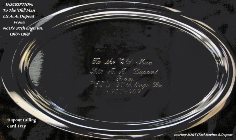97th EBC calling card tray presented to LTC Albert Dupont