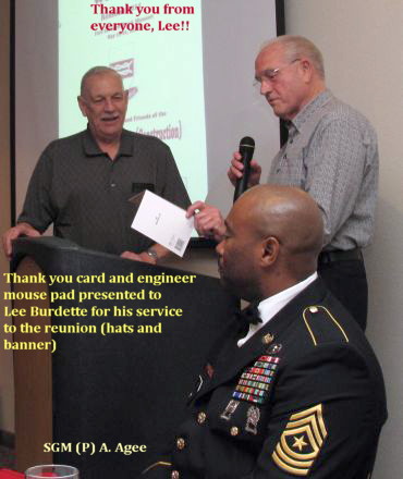 Lee Burdette receiving recognition for his reunion support