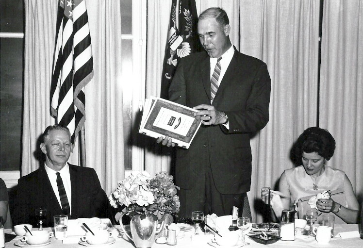 LTC William P. Gardiner receiving the 97th Engineer Battalion Photo Album, 1966