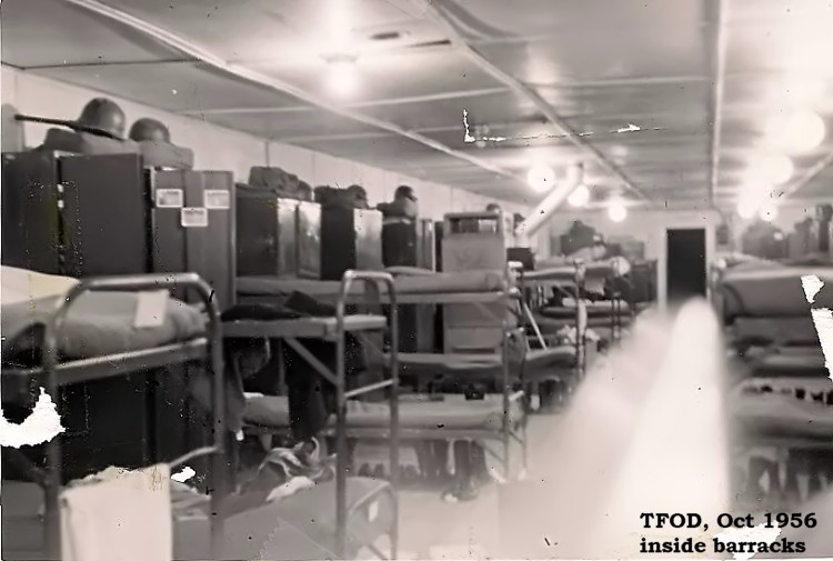 Inside barracks, 1956 Inside barracks