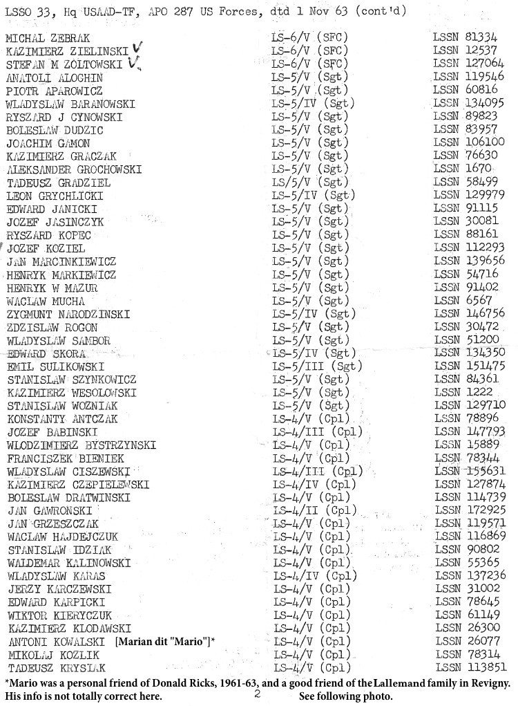 Polish Labor Service Special Order 33, page 2, dated 1-11-63, TFAD