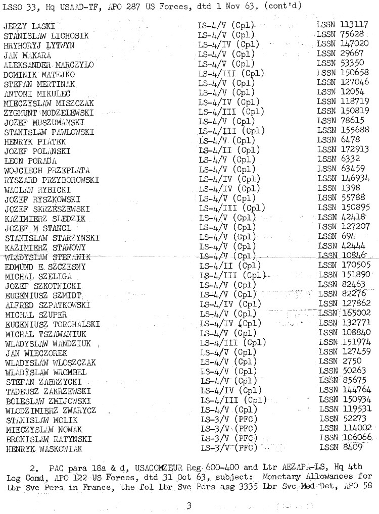 Polish Labor Service Special Order 33, page 3, dated 1-11-63, TFAD