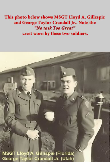 MSGT Llotd A. Gillespie and PFC George Taylor Crandall Jr., photo courtesy Lowell L. Siegele, Co. A